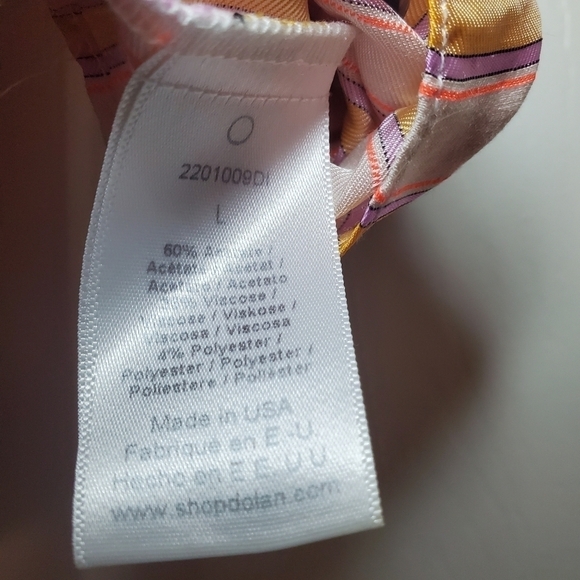 Anthro Dola Chan Mix Stripe Smocked Top In Tahitian Sun Stripe - Tie Strap  Sz L - Picture 7 of 8